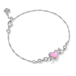 Kendra Scott Ari Sterling Silver Rhodium Plated Heart Arrow Pink Opalescent Tennis Bracelet