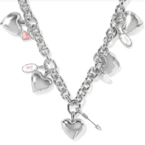 Kendra Scott Jayna Statement Sterling Silver Rhodium Plated Ivory Mother of Pearl Multi-Adjustable Heart Pendant/Bracelet