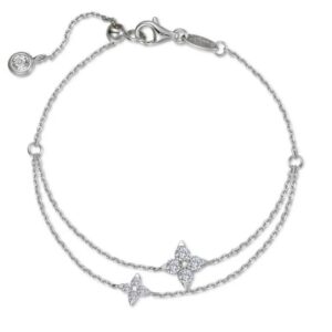 Lafonn Sterling Silver .32 ctw Simulated Diamond Trillium Chain Bracelet 7.2"