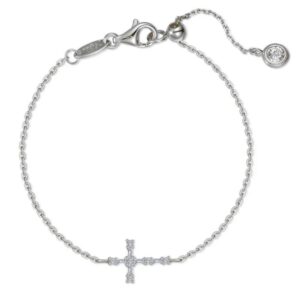 Lafonn Sterling Silver .16 ctw Simulated Diamond Baguette Cross Bracelet 7.0"