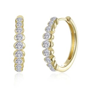 Lafonn Sterling Silver .86 ctw Simulated Diamonds Half Bezel Graduated Medium Hoops