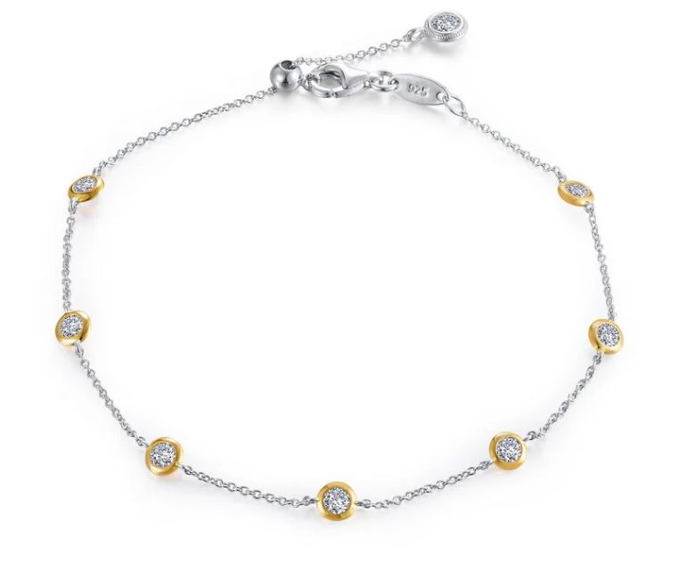 Lafonn Sterling Silver Two Tone Symbol of Joy Adjustable Bracelet