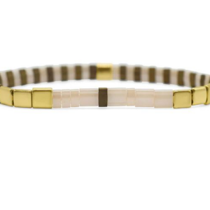 Stia Sterling Silver Gold Plated I Love You Tila Bonding Bronze Stretch Bracelet