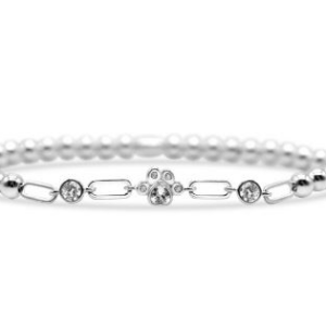 Stia Sterling Silver Unchained Clear CZ Bezel Dog Paw Stretch Bracelet