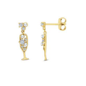 Stia Sterling Silver Gold Plated Bubbles & Bling Dangle Earrings