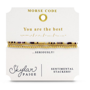 Stia Sterling Silver Gold Plated Sentimental Stackers "You Are The Best" Stretch Bracelet