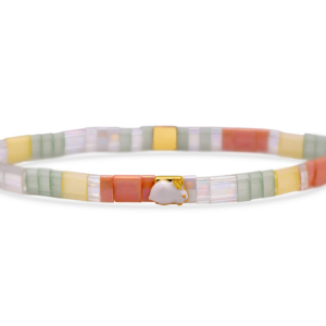 Stia Sterling Silver Gold Plated A Charming Season Easter Morse Code Stretch Bracelet