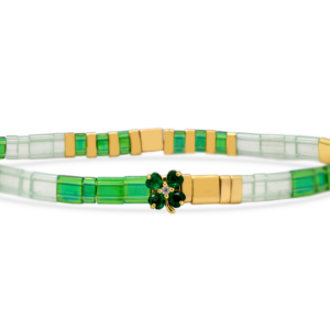 Stia Sterling Silver Gold Plated A Charming Season Lucky Morse Code Stretch Bracelet