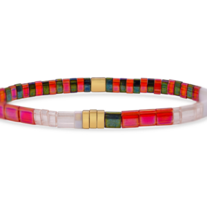 Stia Sterling Silver Gold Plated Love Story Tila Morse Code Stretch Bracelet