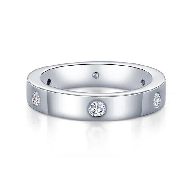 Lafonn Sterling Silver High Polished Rhodium Plated .30 ctw Simulated Diamond Invisible Set