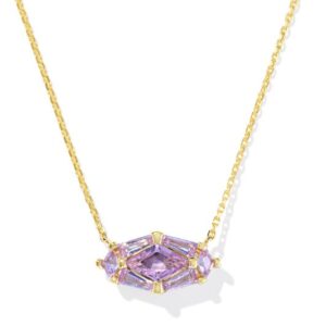 Kendra Scott Gold Plated Sterling Silver Linday Rae Elisa Violet Crystal Pendant Necklace