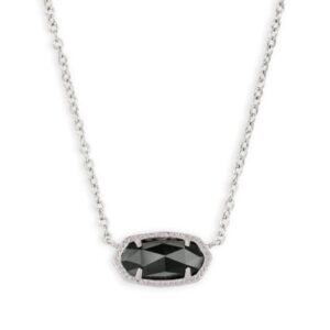 Kendra Scott Rhodium Plated Sterling Silver Linday Rae Elisa Black Pendant Necklace