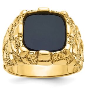 14k Gent's Yellow Gold Onyx Nugget Ring