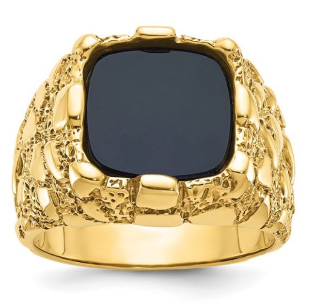 14k Gent's Yellow Gold Onyx Nugget Ring