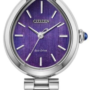 Citizen Ladies Stainless Steel Rainell Pear Shape Purple Face Eco Drive Watch