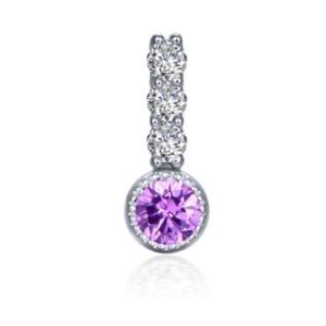 Lafonn Sterling Sterling Silver Simulated Diamond & Amethyst .17 ct tw February Love Charm