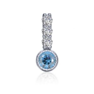 Lafonn Sterling Sterling Silver Simulated Diamond & Aquamarine .17 ct tw March Love Charm