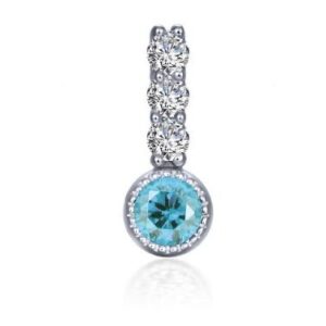 Lafonn Sterling Sterling Silver Simulated Diamond & Blue Topaz .17 ct tw December Love Charm