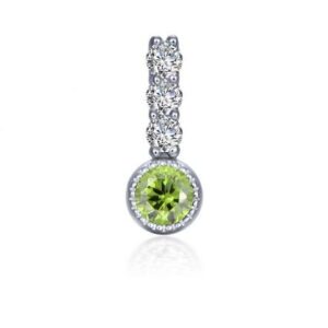 Lafonn Sterling Sterling Silver Simulated Diamond & Peridot .17 ct tw August Love Charm