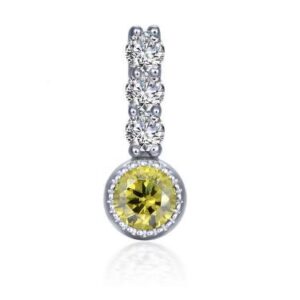 Lafonn Sterling Sterling Silver Simulated Diamond & Yellow Topaz .17 ct tw November Love Charm