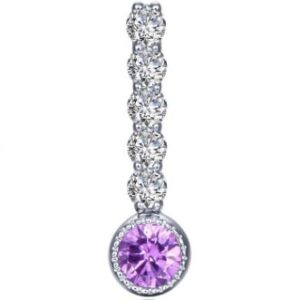 Lafonn Sterling Silver Simulated Diamond & Amethyst .32 ct tw February Love charm