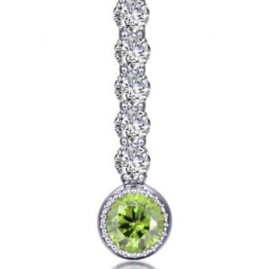 Lafonn Sterling Silver Simulated Diamond & Peridot .32 ct tw August Love charm