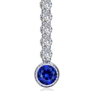 Lafonn Sterling Silver Simulated Diamond & Sapphire .32 ct tw September Love charm