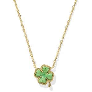 Kendra Scott Gold Plated Sterling Silver Lime Green Clover Pendant