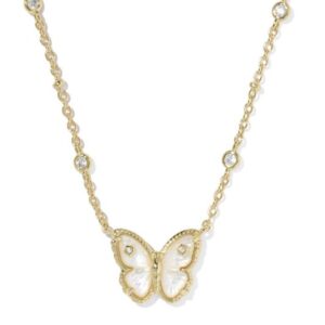 Kendra Scott Gold Plated Sterling Silver Cailey Ivory Mother of Pearl Butterfly Pendant Necklace