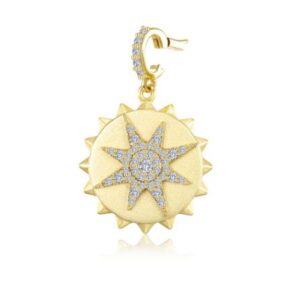 Lafonn Sterling Silver Gold Plated .55 ctw Simulated Diamond Star Disc Open Bail Pendant