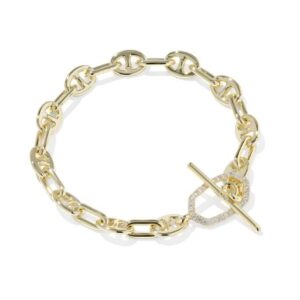 Kendra Scott Elaina Gold Plated Sterling Silver and CZ Toggle Link Chain Bracelet