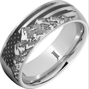 Gents 8mm Land of the Free Serinium Dome Mount Flag Satin Ring
