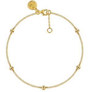 Gabriel & Co. 14k Yellow Gold Bujukan Ball Station Cable Chain Bracelet 7"
