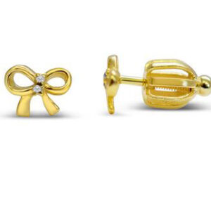 Stia Girl - 14k Yellow Gold Plated Sterling Silver "Just So" Bow Earrings