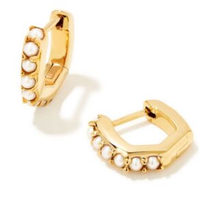 Kendra Scott Gold Plated Sterling Silver Davie Pearl Huggie Earrings