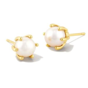 Kendra Scott Gold Plated Sterling Silver Ashton White Pearl Stud Earrings