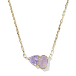 Kendra Scott Gold Plated Sterling Silver Tatum Short Pendant Purple Mix Necklace