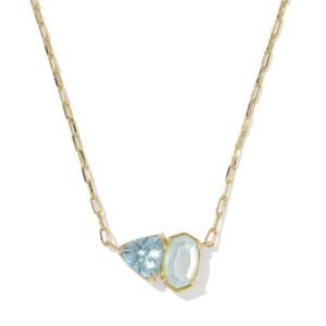 Kendra Scott Gold Plated Sterling Silver Tatum Short Pendant Light Blue Mix Necklace