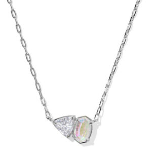 Kendra Scott Rhodium Plated Sterling Silver Tatum Short Pendant White CZ Mix Necklace