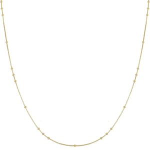 14k Gold Plated Sterling Silver Mini Beaded Station Necklace