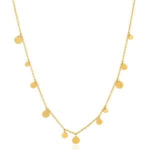 14k Gold Plated Sterling Silver Geometry Mixed Discs Necklace