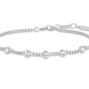 Rhodium Plated Sterling Silver Multi Station Round CZ Bracelet