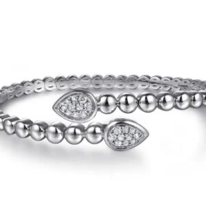 Gabriel & Co. Sterling Silver Bujukan .54 cttw White Sapphire Pear Shape Bypass Bangle Bracelet