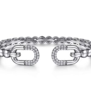 Gabriel & Co. Sterling Silver Bujukan and .66 cttw White Sapphire Open Bangle Bracelet