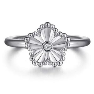 Gabriel & Co. Sterling Silver .01 ct Diamond Bujukan Flower Ring