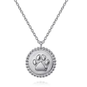 Gabriel & Co. Sterling Silver Bujukan Paw Print Medallion Pendant with 18" Cable Chain
