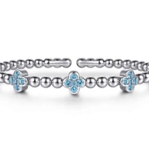Gabriel & Co. Sterling Silver Blue Topaz Clover "Bujukan Collection" Split Bangle Bracelet