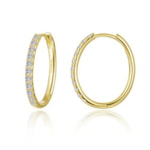 Lafonn Sterling Silver Gold Plated .66 ctw Simulated Diamonds Oval Small Hoop Earrings