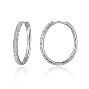 Lafonn Sterling Silver .66 ctw Simulated Diamond Small Oval Hoop Earrings