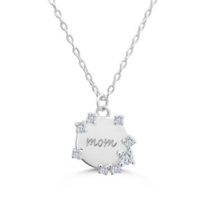 Stia Sterling Silver Rhodium Plated CZ Mom: You Are Loved Pendant Necklace